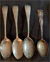 4 marked sterling silver spoons - one is a