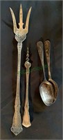 4 pieces of sterling silver long lettuce fork/