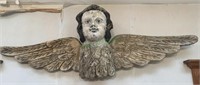 Antique carved wood angel wall decoration