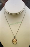 Antique 16 inch sterling silver necklace with