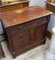 Small antique cabinet with one top drawer, two