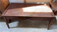1940s mahogany coffee table with slide out