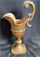 Antique Victorian copper pitcher with lion head