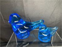 2 Vintage Ron Ray Glass Blue Bird of Happiness