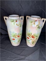2 Hand Painted Vases Marked Made in Japan