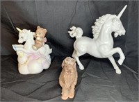 3 Set Resin & Porcelain Unicorn
