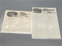 (2) ANTIQUE HUBLEY LETTERHEADS