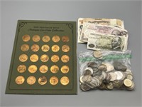 MISC. LOT OF FOREIGN CURRENCY & COINS