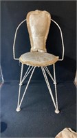 Vintage Twirled Metal And Upholstered Vanity Chair