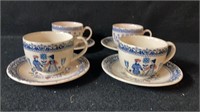 4 Johnson Brothers " Hearts & Flowers " Cups And S