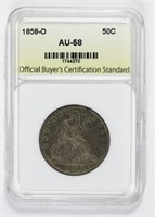 1858-O SEATED HALF DOLLAR