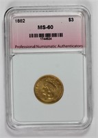 1882 $3.00 GOLD