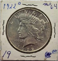 1922D Peace Dollar  MS64