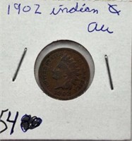 1902 Indian Cent Full Liberty AU