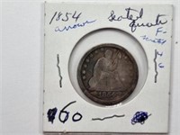 1854  Seated Quarter with Arrows F