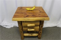 Rustic Hand-crafted Log Night Stand