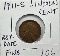 1911S Lincoln Cent Key Date F