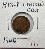 1913P  Lincoln Cent F