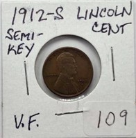 1912S Lincoln Cent Semi Key VF