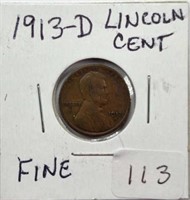 1913D Lincoln Cent  F
