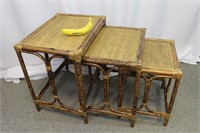 Set 3 Vintage Bamboo Nesting Tables