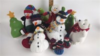 Assortment of stuffed snowmen