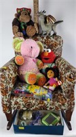 Childrens rocking chair- brown and orange floral,