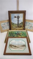 Four pieces framed artwork