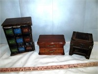 3pc Wood Jewelry / Trinket Boxes