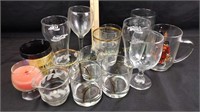 Assorted glassware including Coca Cola glasses,