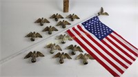 Small American flag, eagle flag pole toppers