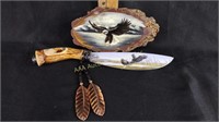 Decorative eagle themed painted knife, eagle