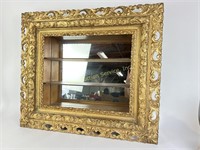 Decorative framed mirrored display shelf 30"x26"