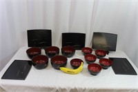 16 Pcs. Japanese Lacquer Bowls & Trays