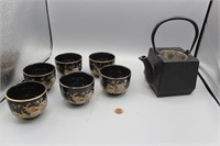 7 Pcs. Japanese Cast Iron Teapot & 6 Tea Cups