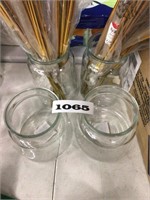 4 Piece Glass Jar Set,Fake Grass Packs