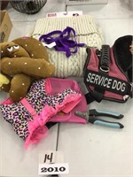 Dog supplies; sweater, nail cutters, toy,