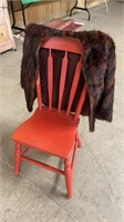 Fur Shawl & Painted Plank Chair
