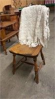 Primative Chair & White Knit Twin Bedspread