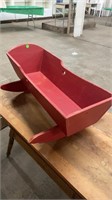 Red Wooden Doll Cradle