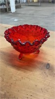 Fluted Red Hobnail Candy Dish