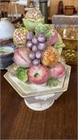 Painted Fruit Glass Candy Dish