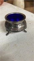 Sterling Claw Foot Dish with Blue Insert