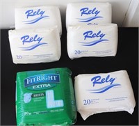 5 Small Rely & 1 Large Fit Right Extra Underwear