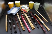 42pc Sets Chopsticks, Rests, Melamine Cups+