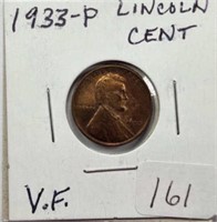 1933P Lincoln Cent VF