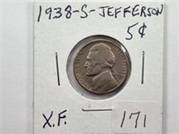 1938S Jefferson Nickel XF