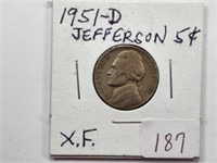 1951D Jefferson Nickel  XF
