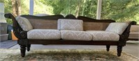 UNIQUE CARVED CANE BACK AND SIDE SOFA WITH
