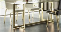 Mythili 63" Dining Table Gold Base With Heavy